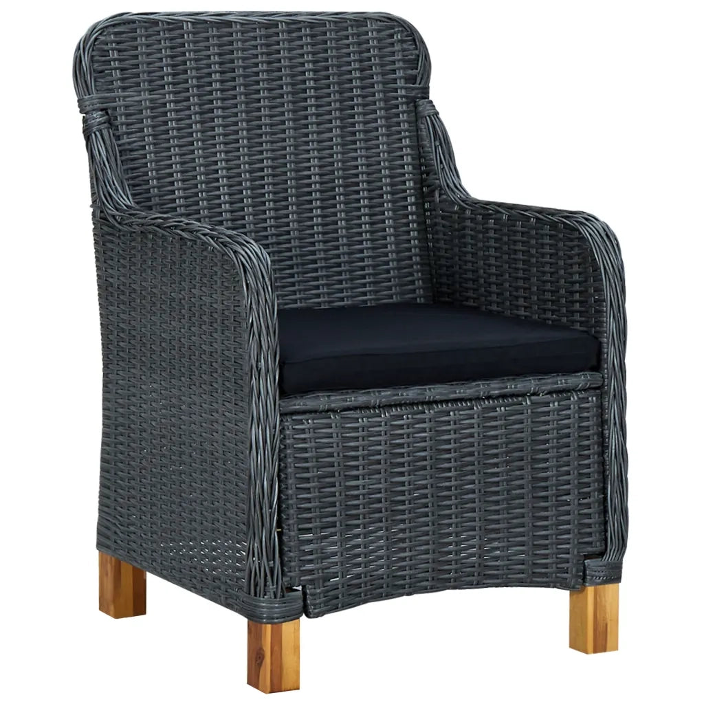 Set da Pranzo da Giardino 9pz e Cuscini Polyrattan Grigio Scuro cod mxl 41892