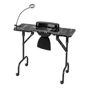 Tavolo manicure pieghevole 90 x 40 x 77 cm con aspiratore elettrico e lampada LED design elegante in metallo nero 20_0014010