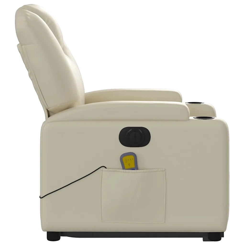 Poltrona Alzapersona Elettrica Reclinabile Crema in Similpelle 3204452