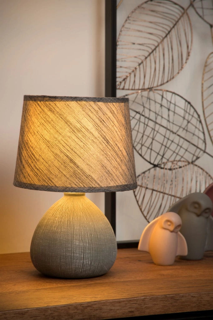 Lampada da tavolo Lucide Ramzi grigia ceramica E14 40W