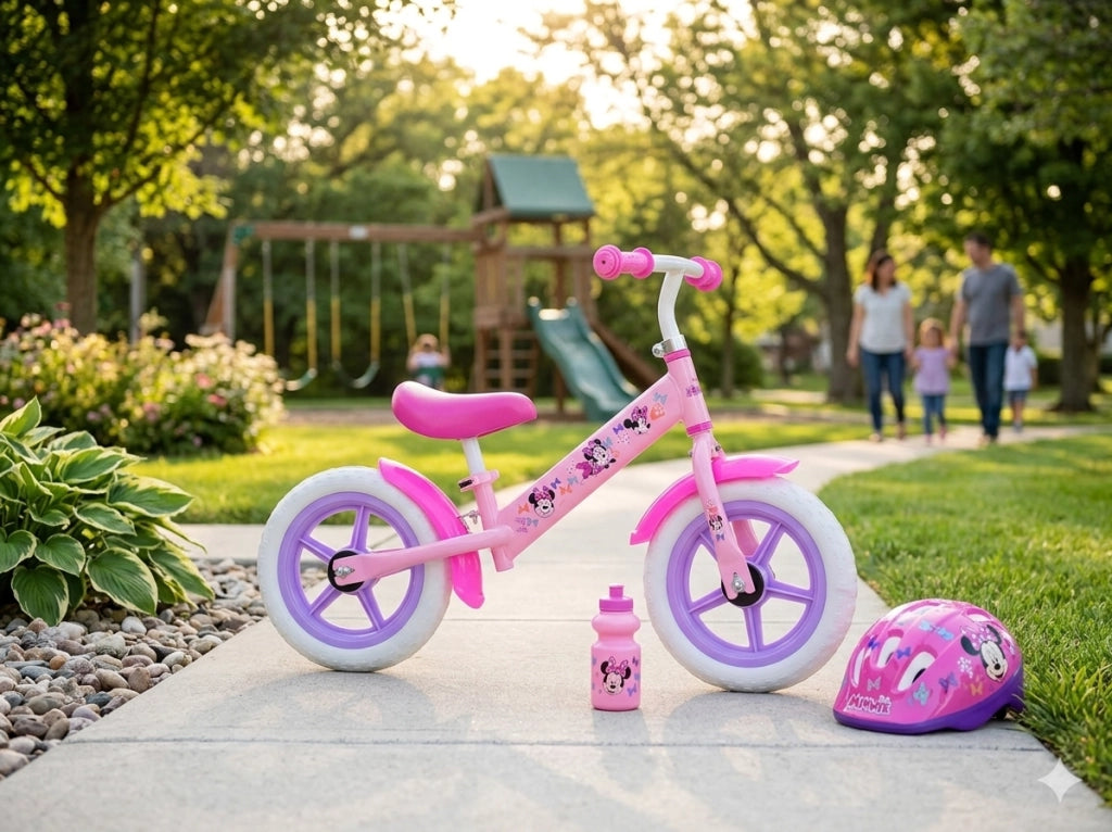 Balance Bike Bicicletta Senza Pedali per Bambini 12" Licenza Disney Minnie Rosa