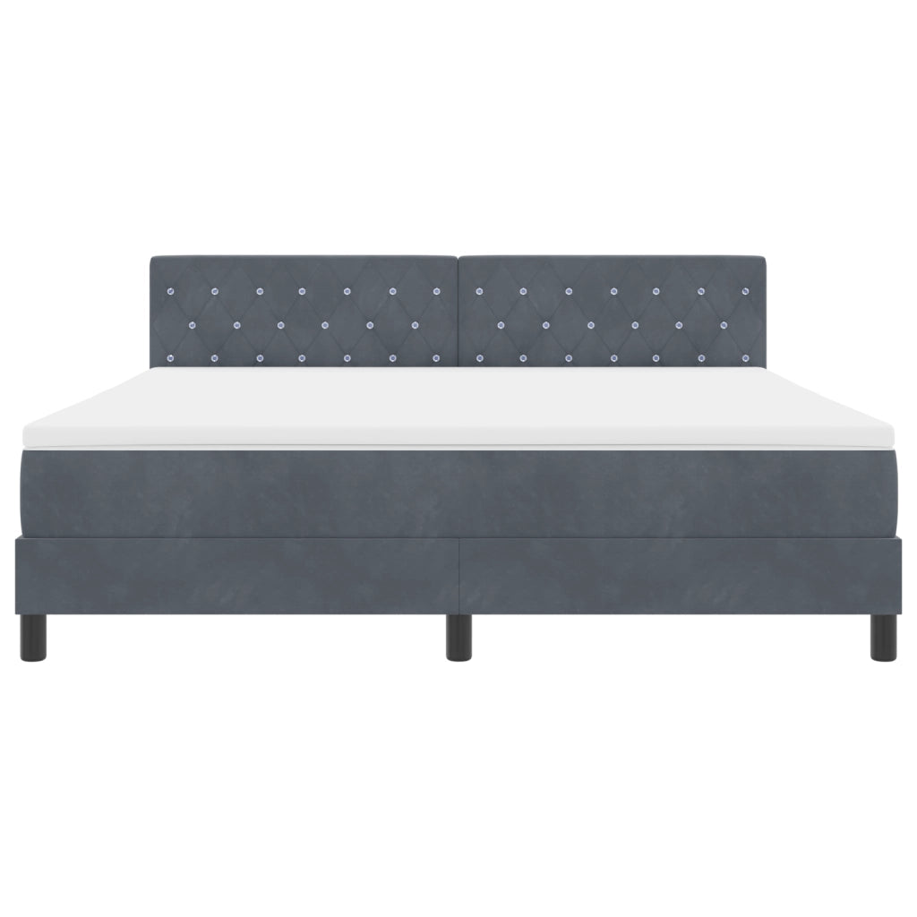 Letto a Molle con Materasso & LED Grigio Scuro 180x200 cm Velluto