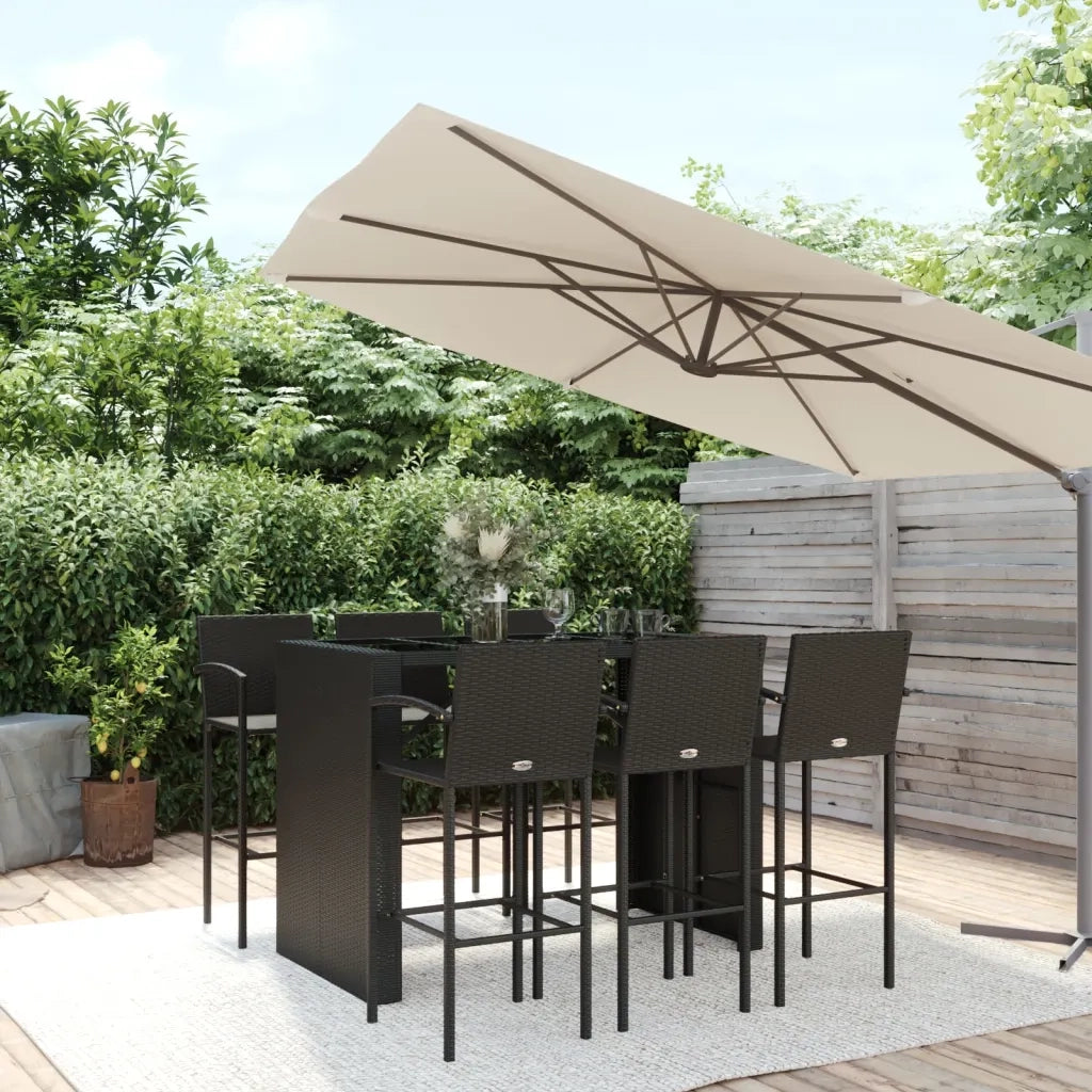 Set da Bar da Giardino 7 pz Nero in Polyrattan 3187669