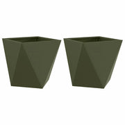 2 pz Fioriera | Cassetta per fiori | Vaso Verde oliva 40 x 40 x 40 cm Acciaio