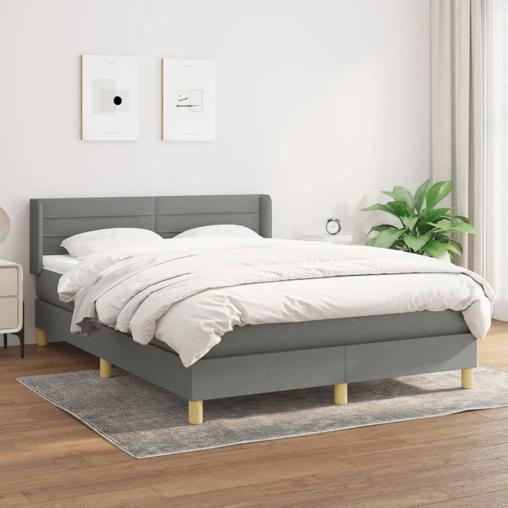 Giroletto a Molle con Materasso Grigio Scuro 140x200cm Tessuto 3130354