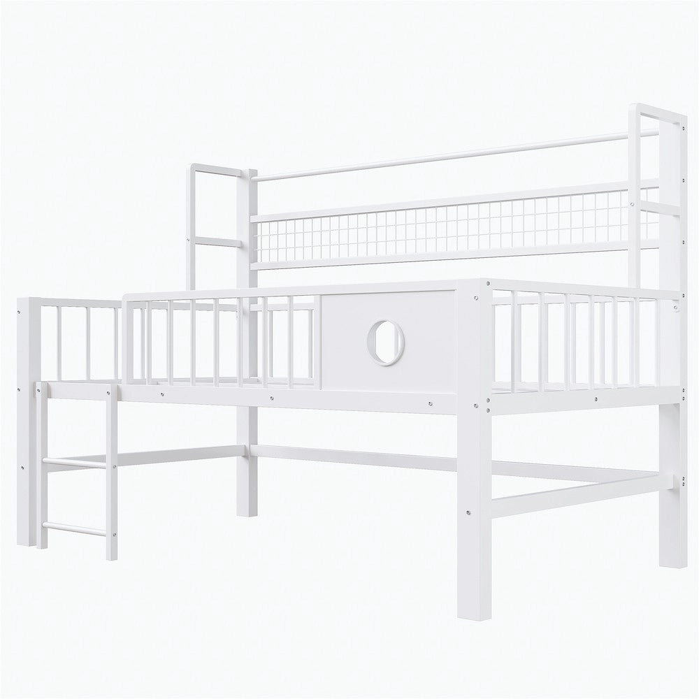 Letto a Soppalco Basso Bambini ¨C Xylo ¨C Metallo Bianco 90x200
