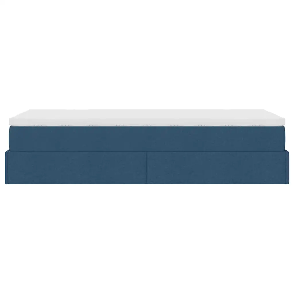 Struttura Letto Pouf con Materasso Blu 90x200 cm in Tessuto 3311084