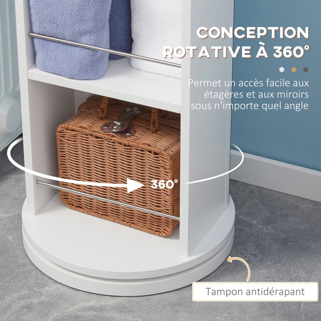 Colonna bagno con specchio e 6 ripiani ¨C zephmum ¨C 36x36x171 cm bianco