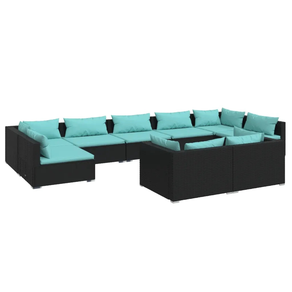 Set Divani da Giardino 9 pz con Cuscini in Polyrattan Nero cod mxl 35103