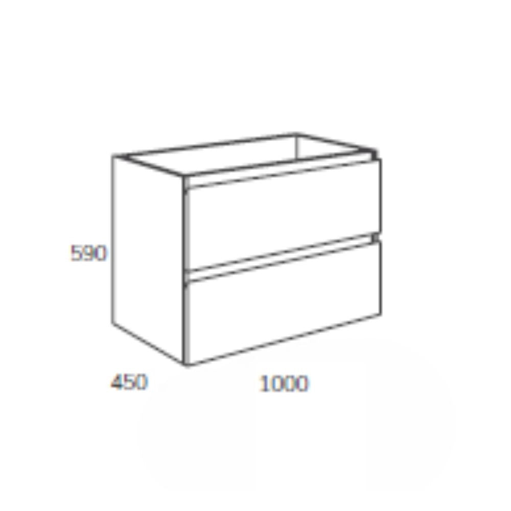 Mobile bagno sospeso Londres con due cassetti 100x45x59 cm colore bianco lucido