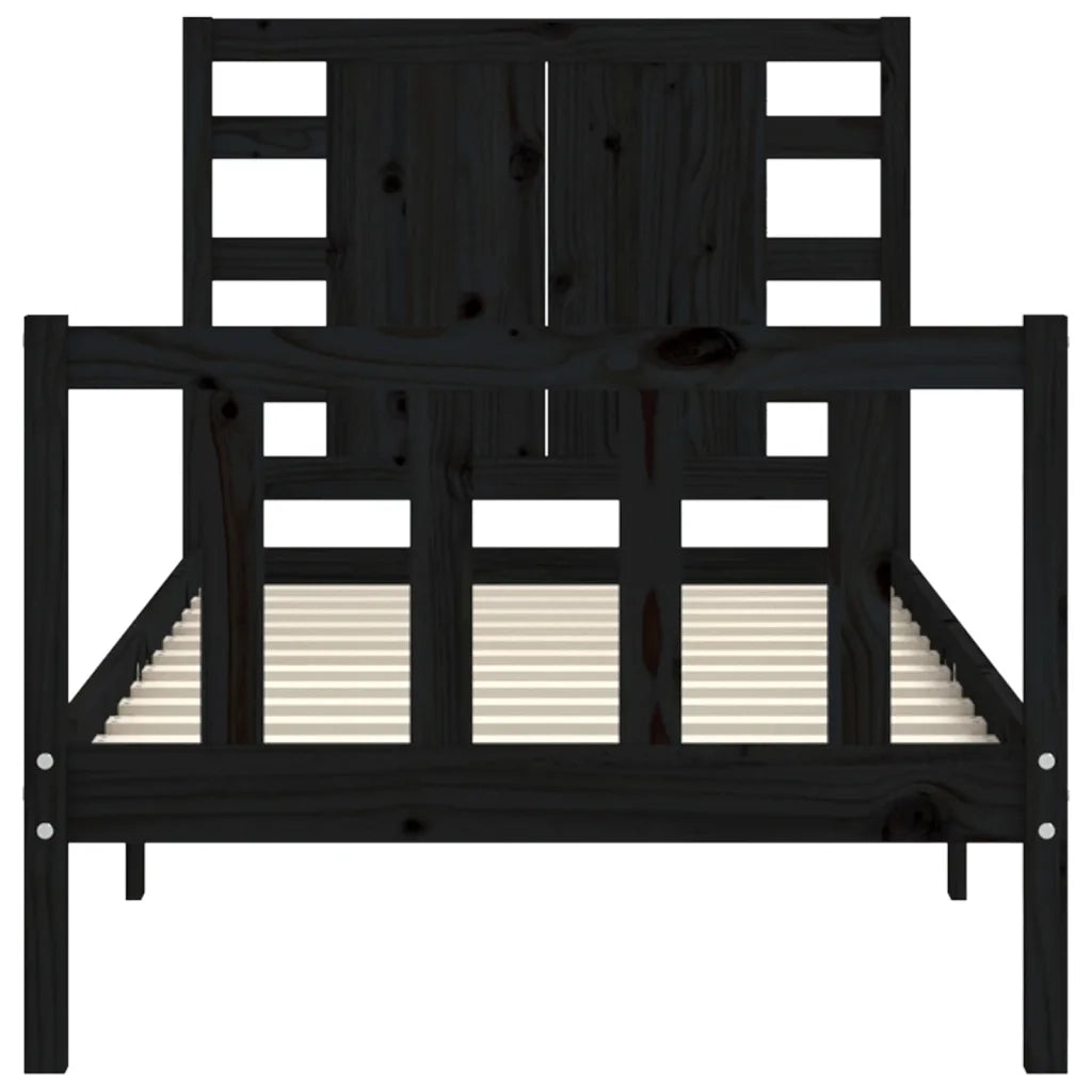 Giroletto con Testiera Nero Small Single in Legno Massello 3192780