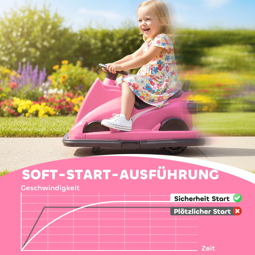 Autoscooter per Bambini 360¡ã Rotante con Luce LED e Musica ¨C zephmum ¨C Rosa 3-8 Anni