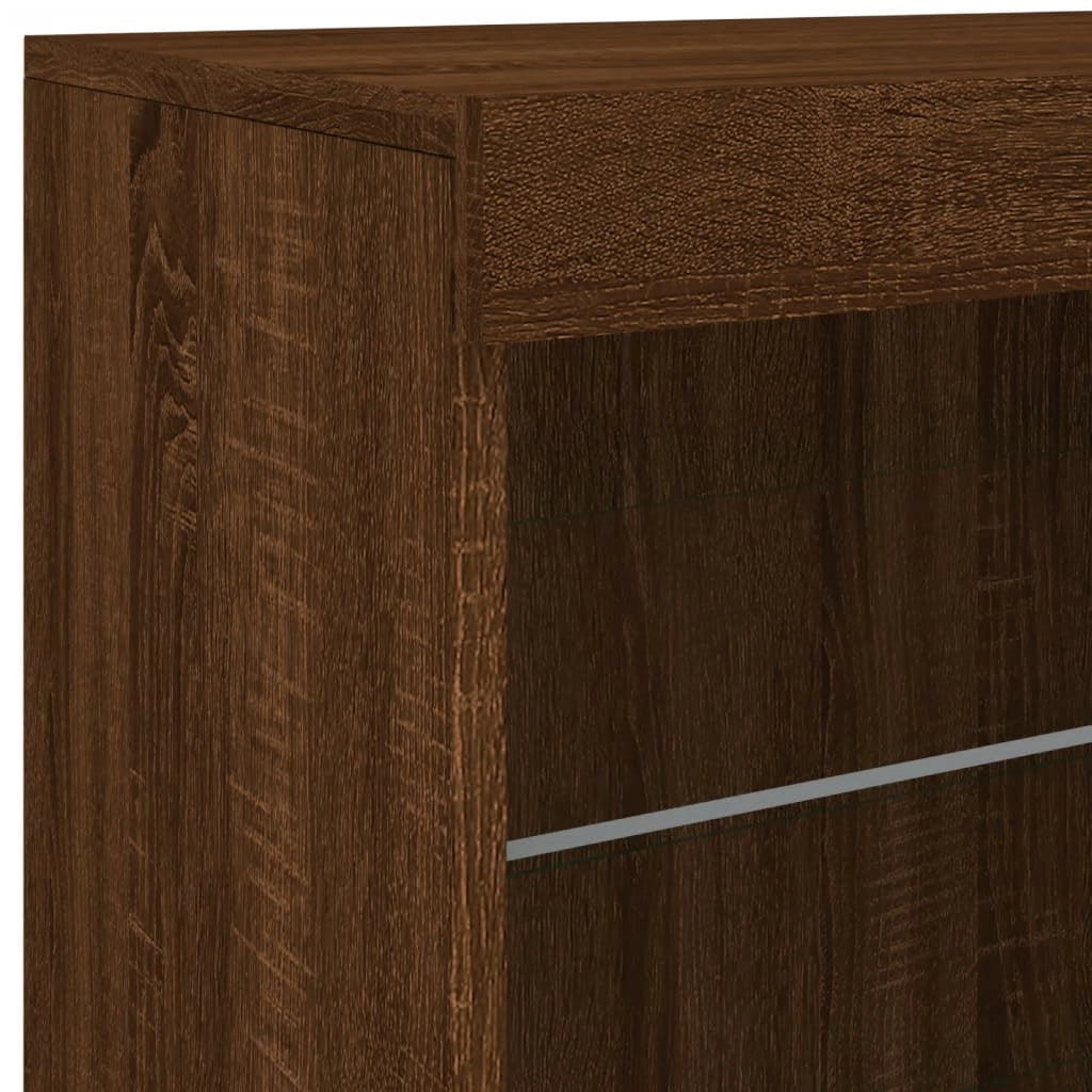Credenza cassettiera armadio mobile contenitore organizer per cucina soggiorno salotto con luci LED 60,5 x 37 x 67 cm marrone 02_0029928