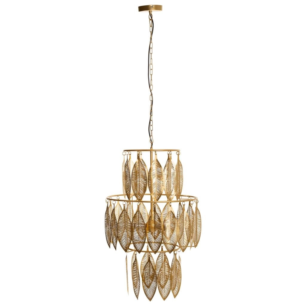 Lampada a sospensione in metallo dorato 49x49x81h