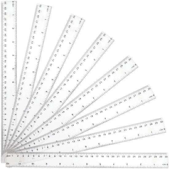 Misuratore 30 cm - 50 pezzi - Plastica trasparente - Scala metrica/inch - Accessori scolastici - Materiali di ufficio - Duraturo e preciso - Righello