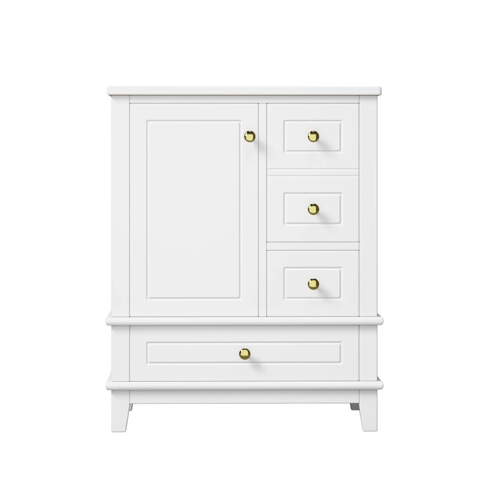 Mobile bagno 61 cm bianco lucido a terra con 3 cassetti e lavabo in ceramica