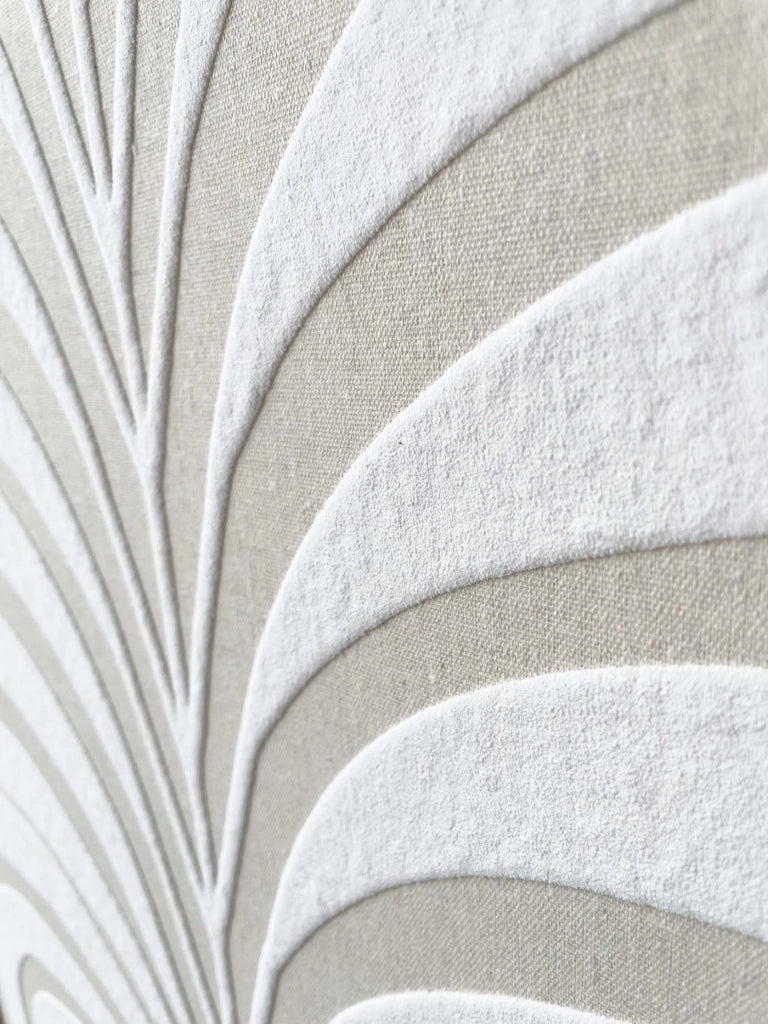 Quadro Hispanohogar in lino con stampa 3D beige e bianco 93x63x4