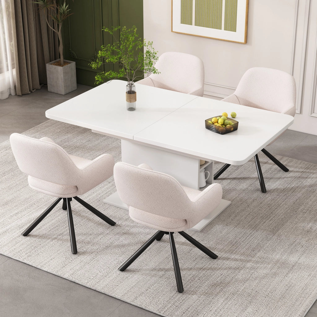 Set tavolo da pranzo estensibile e sedie bianco