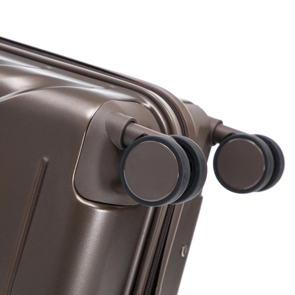 Set di valigie rigide in ABS con 4 ruote girevoli, manico telescopico a 3 livelli, marrone 37 × 21 × 55 cm