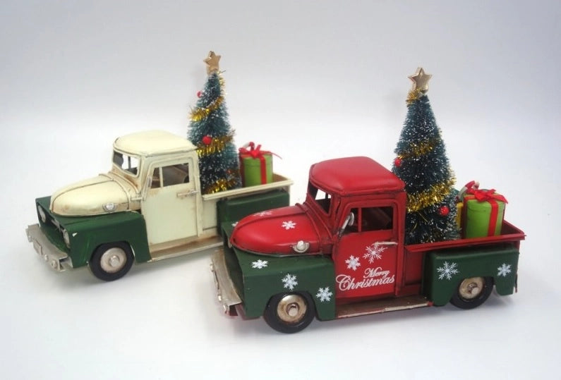 Furgone Decorativo Natalizio Natale in Latta con Luci  27 cm 2 Colori