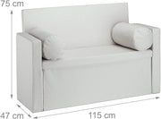 Panca a 2 posti con schienale vano portaoggetti ribaltabile pratico sedile ribaltabile 115 cm crema 13_0000374_2