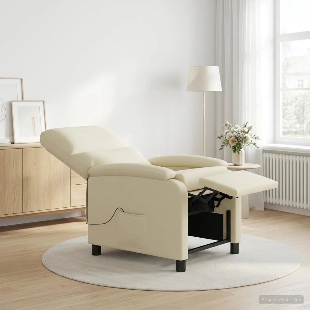 Divano Sedia-Poltrona Massaggiante Crema Similpelle 952769