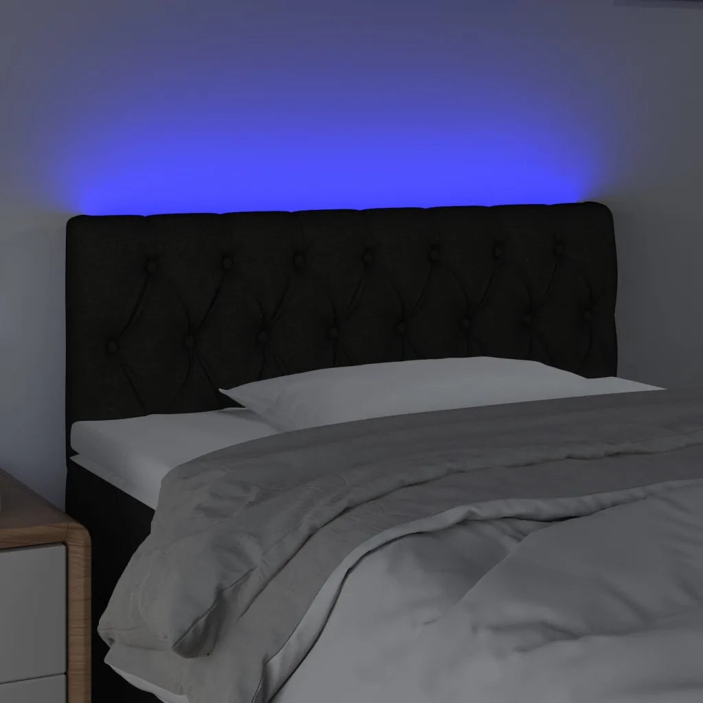Testiera | Testata a LED Nera 100x7x78/88 cm in Tessuto