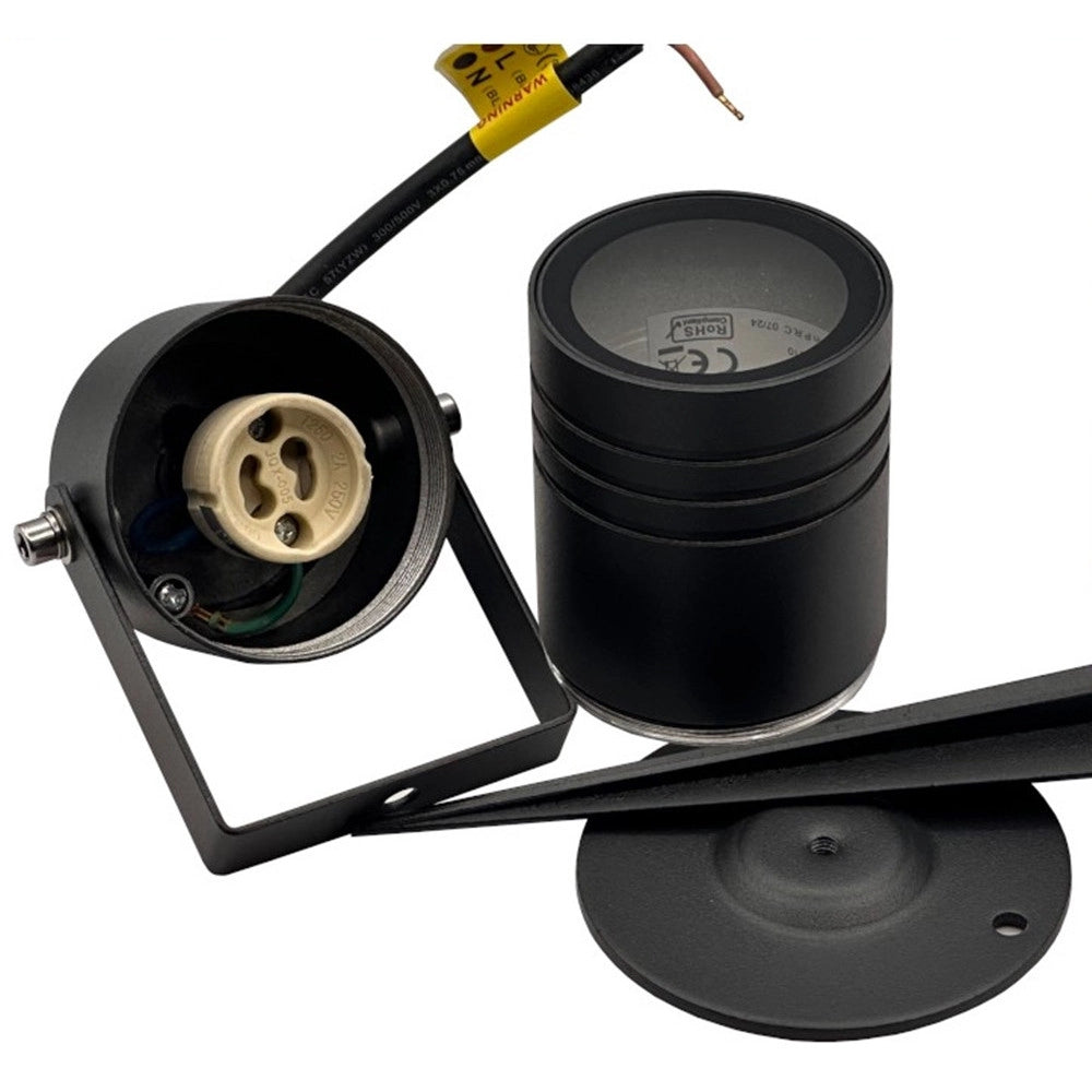 Trade Shop - Portafaretto Giardino Con Portalampada Lampadine Gu10 Picchetto Alluminio Ip65 837wa-b80-g -