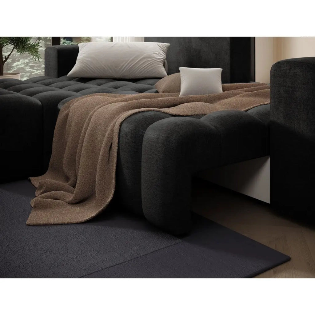 Divano ad angolo convertibile DORY grigio scuro 250 cm con contenitore angolo sinistro