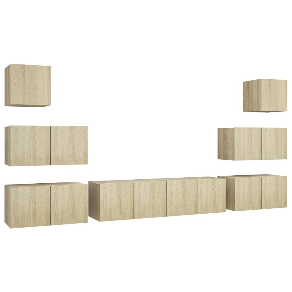 Set di Mobili Porta TV 8 pz-Credenza per TV Rovere Sonoma in Legno Multistrato