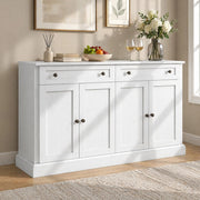 Credenza Sideboard con 4 ante e 2 cassetti; 150x40x86 cm; bianco antico