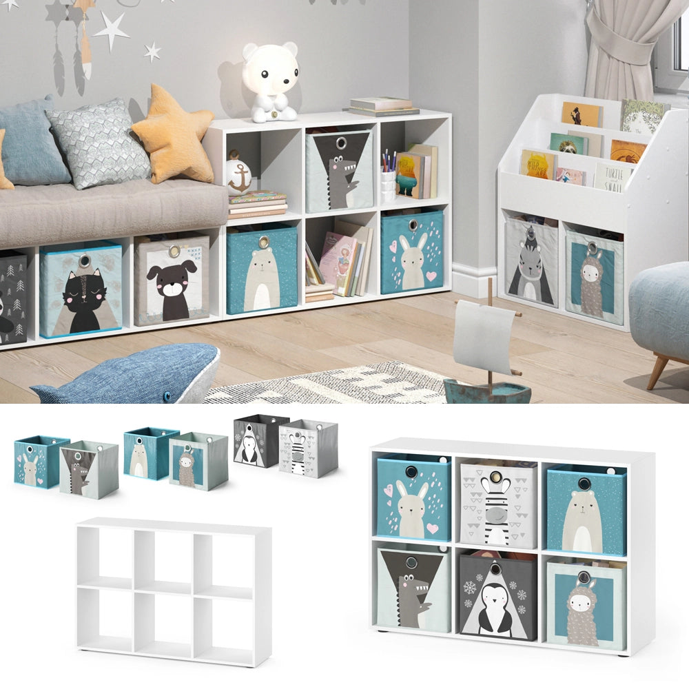 Vicco Libreria bambini Bianco 72 x 107.8 cm con 6 scatole pieghevoli