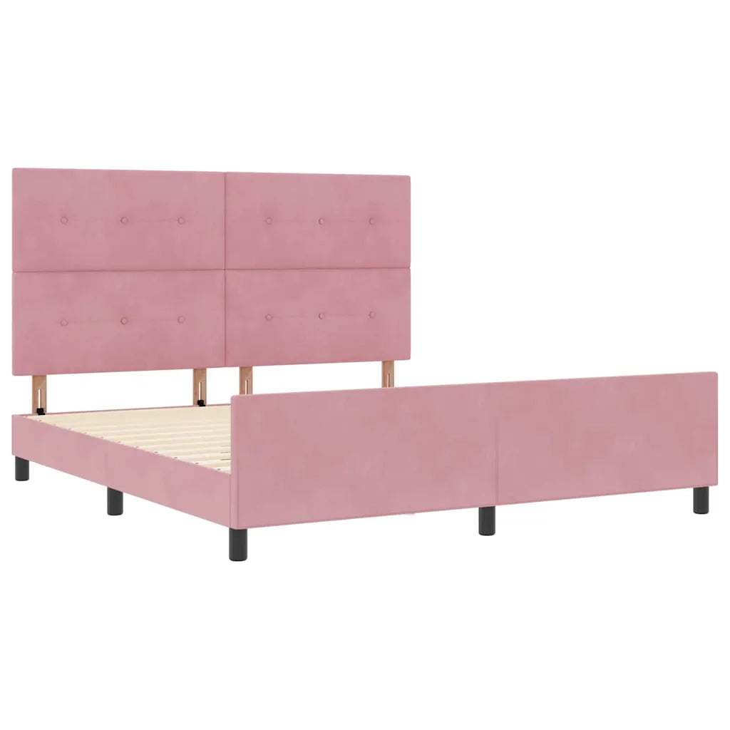 Letto a molle con testiera Rosa 180 x 200 cm Velluto