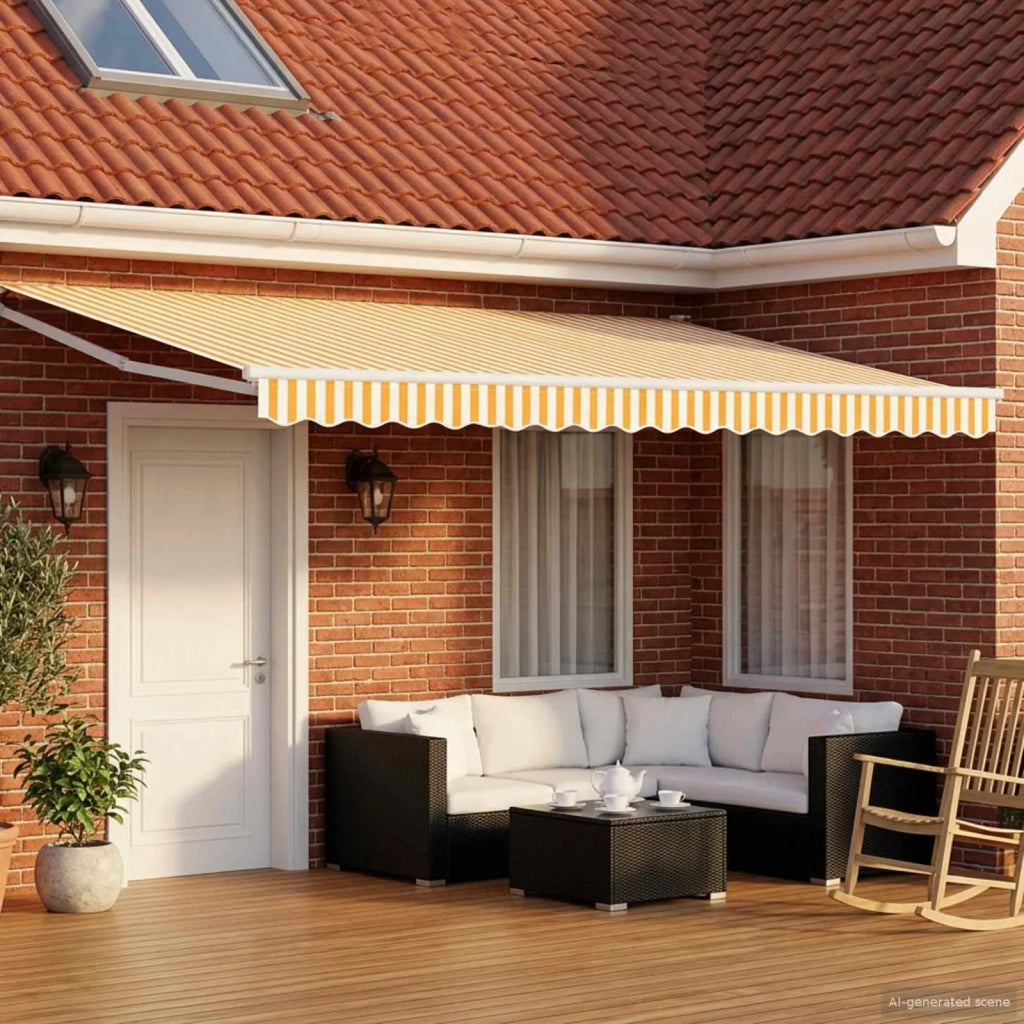 Tettuccio Elettrico Retrattile Giallo e Bianco 4 x 2 m CFW4927519