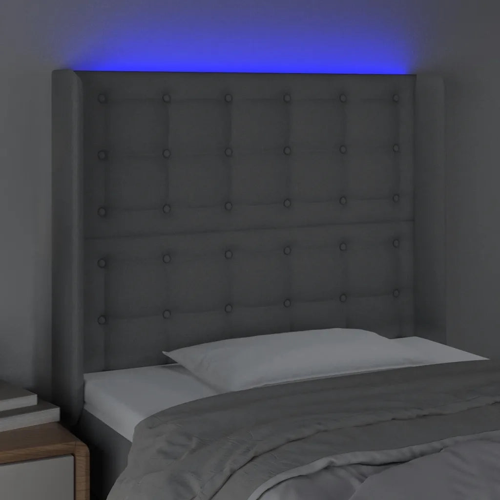 Testiera a LED Grigio Chiaro 103x16x118/128 cm in Tessuto 3124472