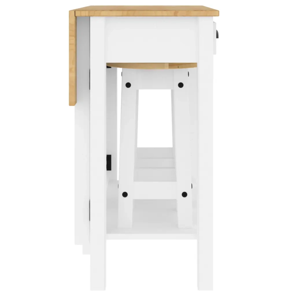 Set da Bar 3 pz Bianco in Legno Massello di Pino 4005698