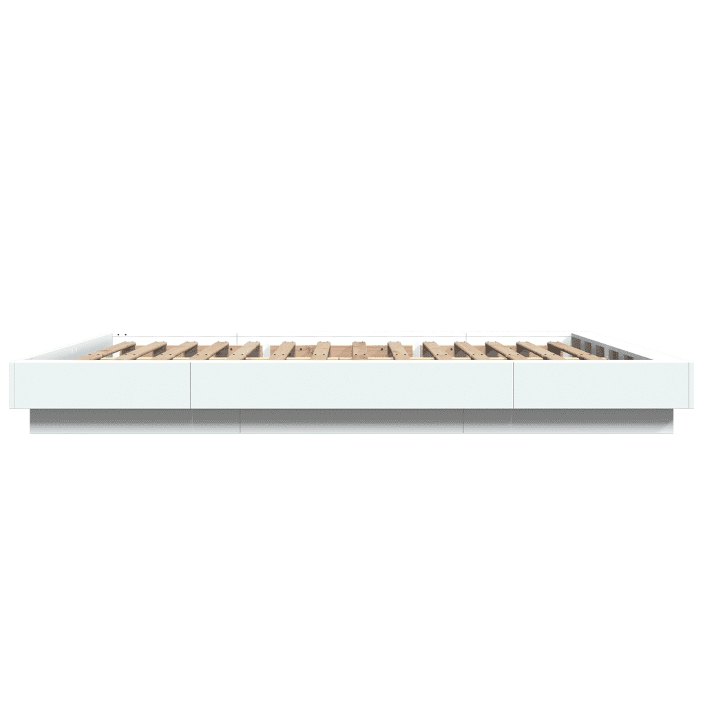Giroletto con Luci LED Bianco 160x200 cm in Legno Multistrato
