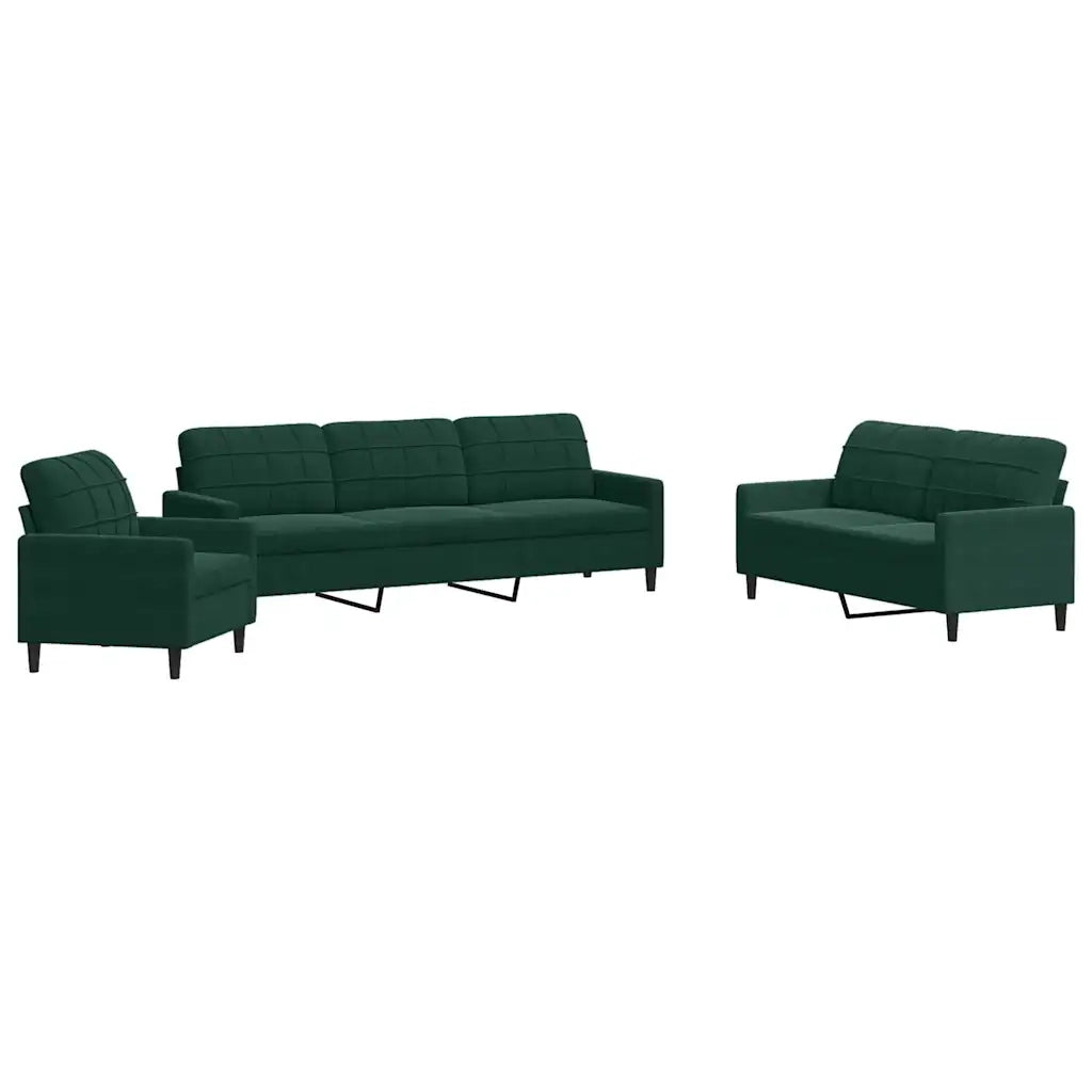 Set di Divani 4 pz con Cuscini Verde scuro in Velluto