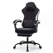 Sedia da gaming ergonomica in tessuto bianco e nero