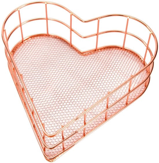 Organizzatore per oggetti personali a forma di cuore - Raccoglitore per oggetti da ufficio, camera e cucina - Completo di cerniera - Per snack, gioielli e cosmetici - In rosé oro - Scatola di conservazione