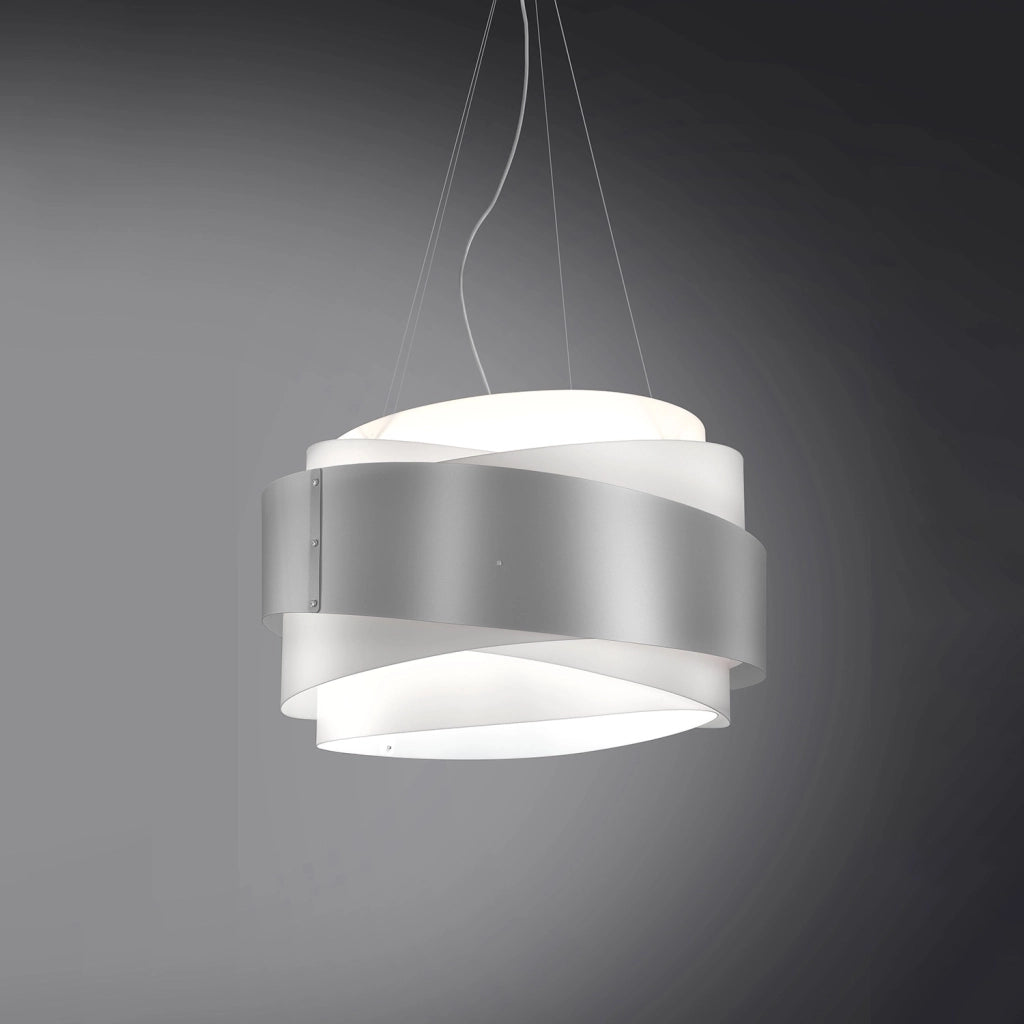 Lampadario Moderno Bea Polilux ® Argento E Metallo Cromo 5 Luci E27 D80Cm