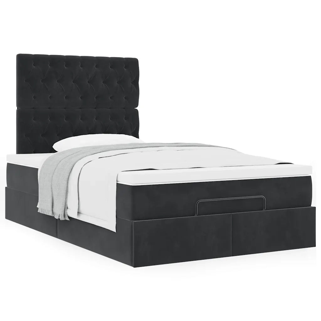 Struttura Letto Pouf con Materassi Nero 120x190 cm Velluto 3313531