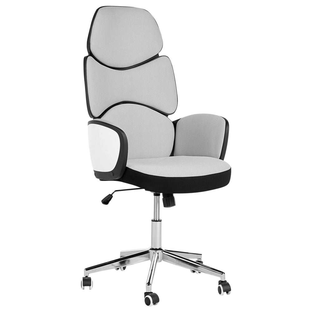 Sedia ufficio in materiale sintetico grigio e nero struttura in metallo schienale regolabile e girevole ufficio