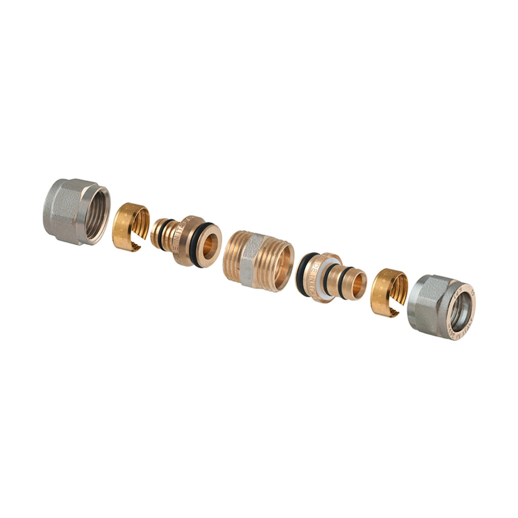 RACCORDO DIRITTO DOPPIO A COMPRESSIONE P/MULTISTRATO 2 PZ ASSEMBLATO- 1-26(2,00) x 1-26(2,00)- TDMB- pezzi 1