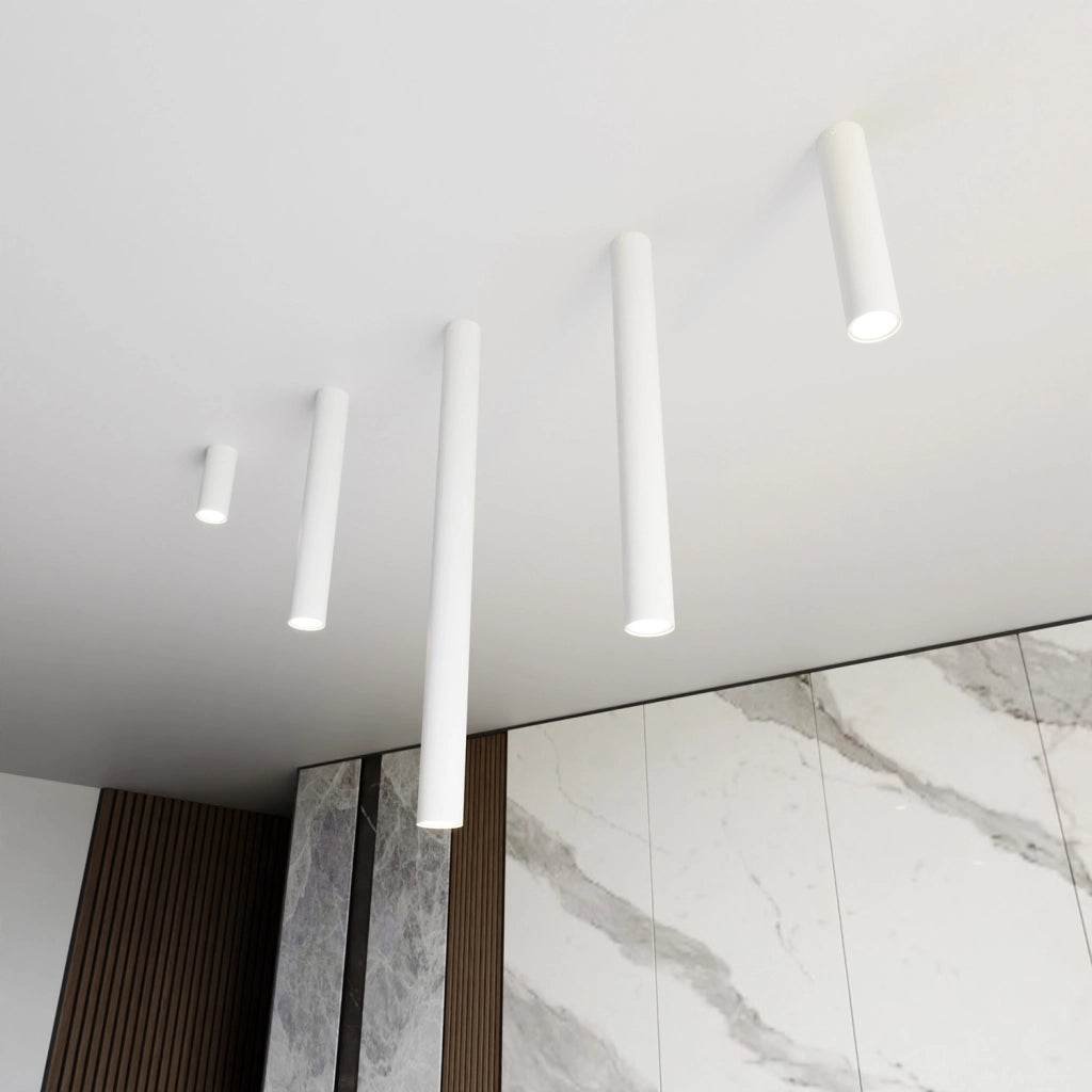 Plafoniera Moderna Faretto Marduk 1 Luce Acciaio Bianco 60 Cm