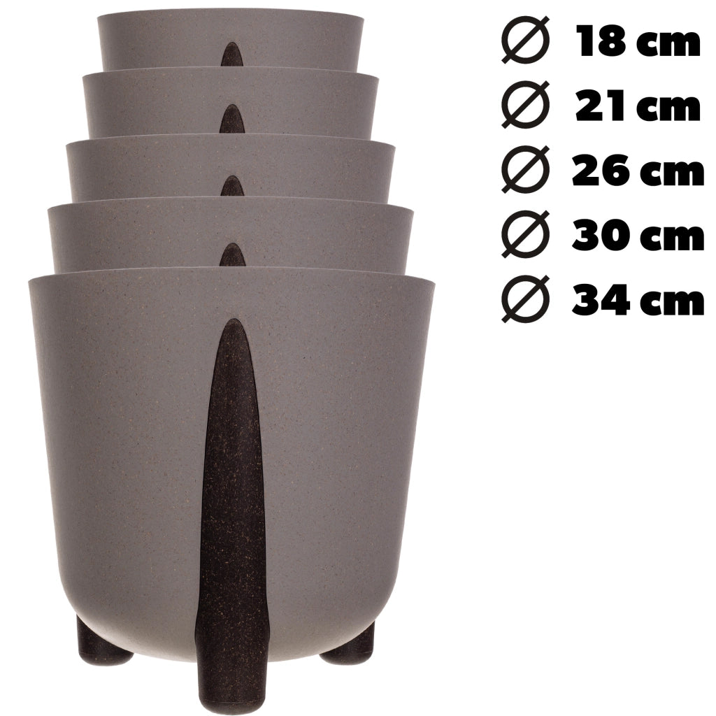 Vaso da fiori KADAX, coprivaso, con piedini, con inserto, moderno, grigio, 18 cm
