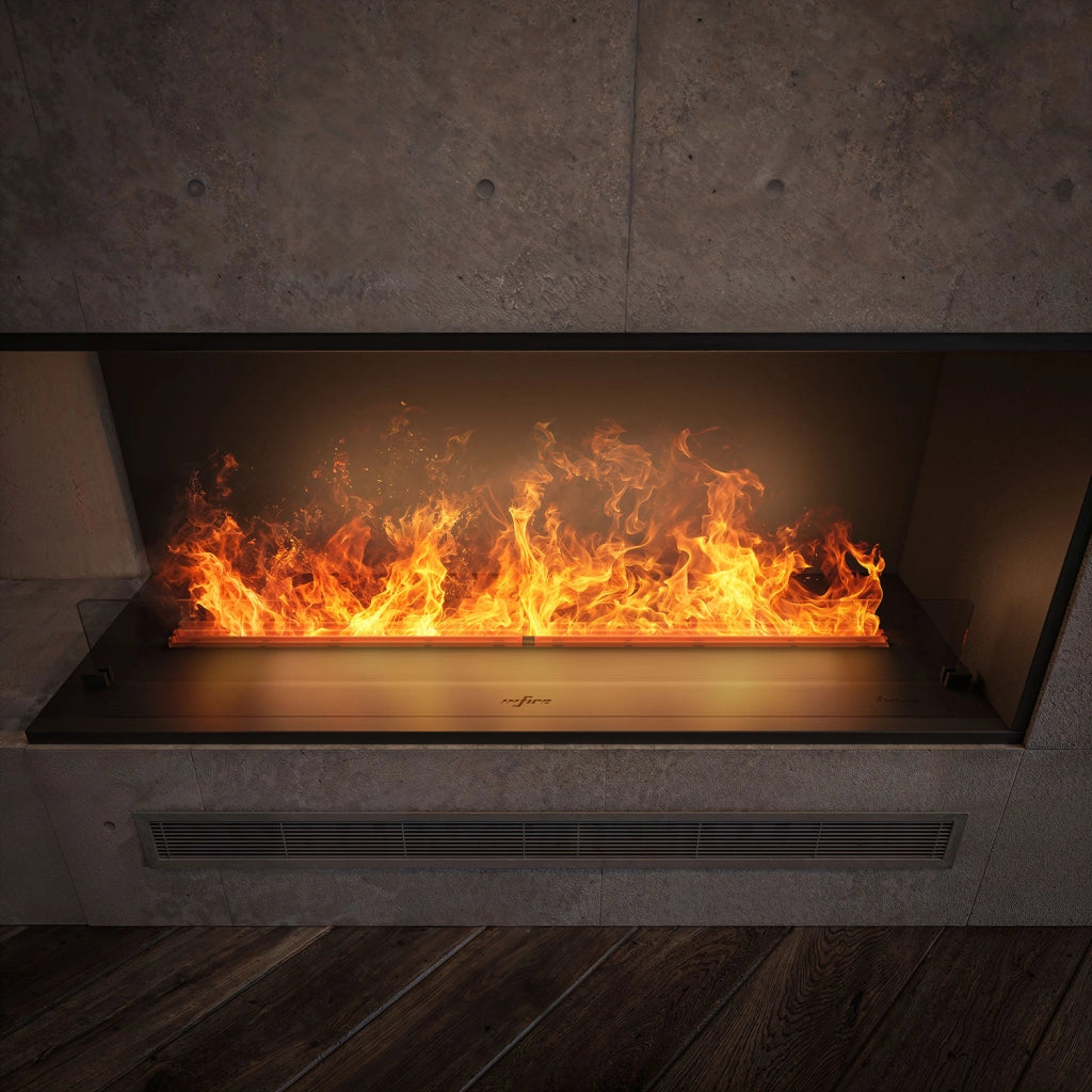 Camino a Vapore Elettrico Bifacciale Angolare a Sinistra 120x50x40 cm Invapo Corner L1200 con Ricarica Automatica Nero