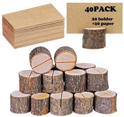 Supporto per foto in legno rustico con schiuma in legno, supporto per foto con standard per nome, supporto per cartelloni per matrimonio (20 supporti + 20 carton)