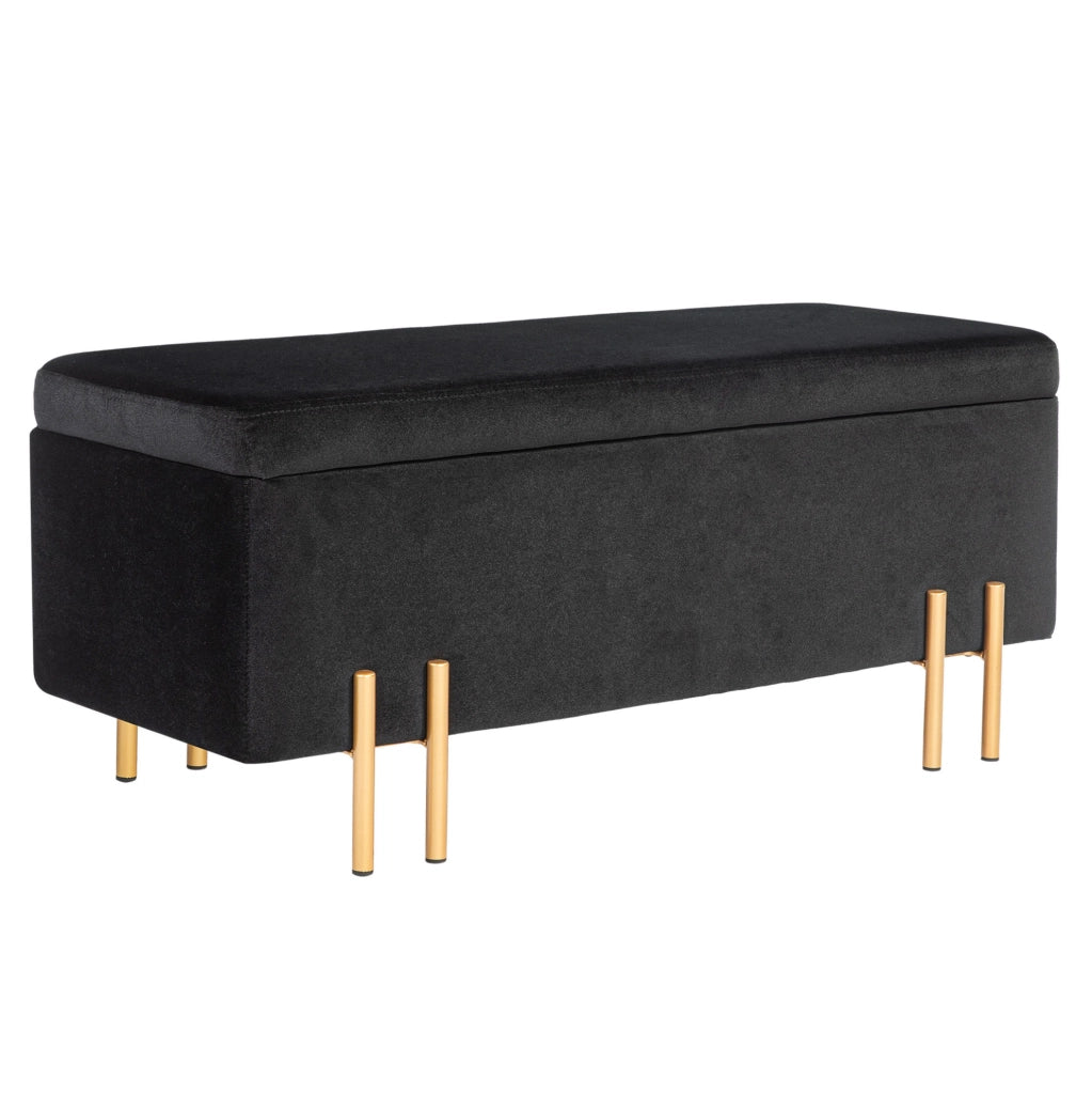Panca contenitore imbottita nera 100 x 40 x 42 cm