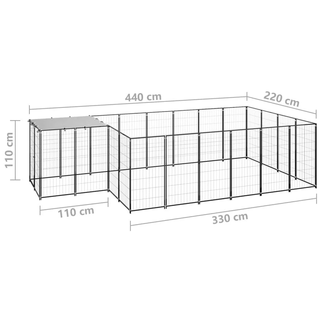 Recinto per animali da esterno per cani 8,47 m² 110 cm acciaio nero 02_0000558